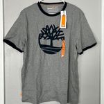 Timberland  tree logo Ringer short sleeve Tee in heather grey size Large Photo 1