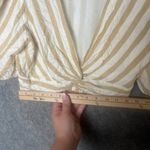 BY TOGETHER Women Size Small Shyanne Stripe‎ Cropped Top short sleeve Tan Photo 4