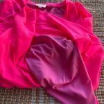 Sail To Sable STS  Hot Pink Tiered Mini Dress Size L Puff Sleeve V-Neck Tie Photo 4