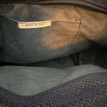 Italian made Woven‎ Navy Blue and natural woven Tote Bag Tan Photo 8
