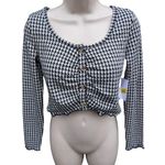 NWT La La Land Creative Co Women's Houndstooth Crop Top, Size S, Long Sleeve, Black Photo 0
