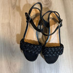 Time and‎ Tru Women's Black Braided Wedge Sandals Size 7.5 Photo 3