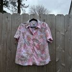 Allison Daley  Pink Womens‎ size 14 Petite Button Down Blouse Shirt Floral Leaf Photo 5