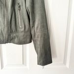 BB Dakota  Olive Green Faux Suede Not Your Baby  Moto Motorcycle Jacket Zip Small Photo 5