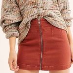 We The Free Free People Virgo Zip-Front Rust Orange Stretch Denim Mini Skirt 24 Photo 0
