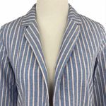 SheIn Classic Blue/White Striped Open Front Blazer Photo 1