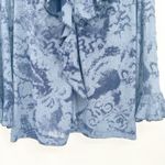 Fibers Womens Y2K Vintage Peasant Ruffled Velvet Floral Paisley Babydoll Blouse Blue Photo 5
