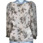 EXPRESS Light Pink Chiffon Floral With Silver Threading Blouse NWOT Size Small Photo 5