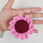 Handmade New Crochet Burgundy Pink Flower Keychain  Handcrafted Photo 1
