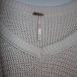 Free People Womens Pullover Sweater Ivory Cold Shoulder V Neck Ribbed Fringe S Photo 2
