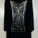 Bob Mackie Black Metallic Silver/Bronze Sequin 3/4 Sleeve Top Size XL Photo 0