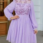 Simplee Apparel Simplee Plus Purple Sequin Polkadot Tulle Mesh Long Sleeve Dress. Photo 9