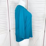 Fortune + Ivy  Cutout Back Tie Eyelet Trim Blouse Teal Blue Size Large Photo 2