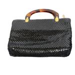 Vintage 60s/70s Black Mesh Handbag‎ w/ Tortoise Lucite Handles, Zip Top Photo 1