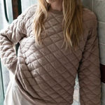 ZARA Quilted Light Crewneck Sweatshirt Brown Medium Photo 0