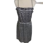 ZARA NWT Shimmery Metallic Silver Black Ruffle Party Mini Dress Size Large Photo 1