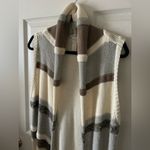 Chico's Chico’s Calvi Open Front Long Cream & Metallic Duster Vest Sweater Sz Med (1) Photo 4