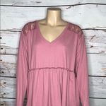 Torrid  3 Dusty Rose - Floral Crochet Lace Ruffle Waist Thermal Waffle Knit Top Photo 1