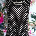 Sweet‎ Violet Womens Tank Sz S Black White Polka Dot Rhinestone Bling NEW Photo 0