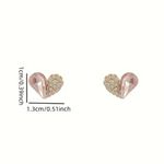 Pretty Pink and Gold Cz Diamond Heart Stud Earrings​ Photo 4