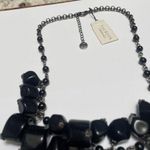 Talbots NWT $69 Signed T - Statement Costume Necklace Gunmetal / Black Bead Photo 2