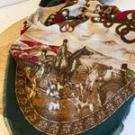 Vintage Red & Green Horse Girl Printed Oversized Square Scarf Wrap Photo 5