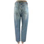 ZARA Women's Blue Distressed High Waisted Straight Crop Denim Jeans Size 10 Photo 2