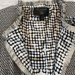St. John  Knit Jacket Size 14 Black White Fringe Trim Flower Brooch Saks USA Photo 14