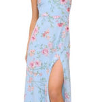 Lulus  Blue Floral One-Shoulder Maxi Dress NWT Size Medium Wedding Guest Dress Photo 0