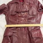 Etienne Aigner Vintage 100% Leather Double Breasted Oxblood Trench Coat Jacket Photo 6