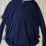 Free People  Navy Blue Leo Henley Top Photo 2