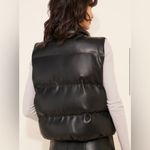 Vegan Leather Cropped Puffer Vest Black Photo 1