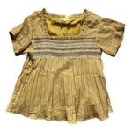 Mystree Women's Babydoll Embroidered Blouse Flowy Peasant Mustard Yellow Size Large Photo 0