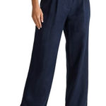 Quince  100% European Linen Pleated Trouser Women’s Size 8 Deep Navy Photo 0