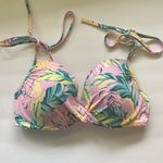 Shade & Shore pink palm padded push-up bikini top, size 36D Photo 0