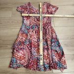 Sundance  Vivian Silk Pink Blue Ruffle Floral Short Sleeve Flutter Dress Size 8 Photo 1