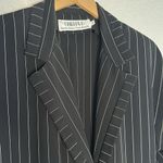 Chetta B Vintage Sherrie Bloom Menswear Pinstripe Dress Collared Wrap Midi Boss Photo 4
