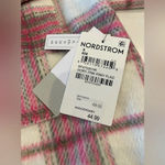 BP NWT NORDSTROM PLAID BRUSHED SHACKET IN IVORY-PINK PINKY PLAID Small Photo 12