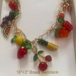 Persimmon viral trendy Gold and Red Fruit Charm Necklace Photo 1