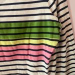 Boden White Black Green Pink Striped Long Sleeve Shirt Multicolor Women size 10 Photo 4