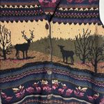 Northern Treasures Navy and Beige Cardigan Knit Sweater Deer CottageCore Sz Med Blue Photo 4