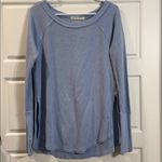 Free People  Snowy Bohemian Thermal Oversized Shirt Baby Blue Rain medium Photo 9