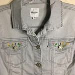 Kensie Gray Jean Jacket Custom Handmade Embroidered Flowers Eyes Sm Photo 3