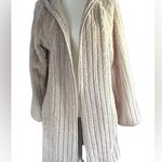 NWOT Source Unknown Open Front Tan Plush Ribbed Hooded Teddy Cardigan Pockets Size L Photo 1