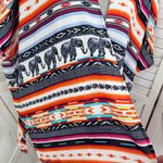 Angie Southwestern Aztec Elephants Print Open Front Kimono Topper Medium Photo 4