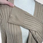 JM Collection Metallic Beige Ribbed Open Cardigan Duster Longline Pockets 3X Photo 7