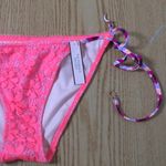 Victoria's Secret B3 New Victoria’s Secret Swimsuit String Bikini Bottoms Crochet Neon Pink XS Photo 2