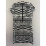 Loft  Women’s‎ Black White Monochrome Geometric Knit Dress Size Medium Zipper Photo 5