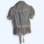 Wet Seal Vtg  Denim Top Tie Belt Waist SS Jacket Button Up Size Medium Photo 1