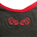 Brandy Melville John Galt Black & Red Dragon Embroidered Crop Top Y2K Small Photo 4